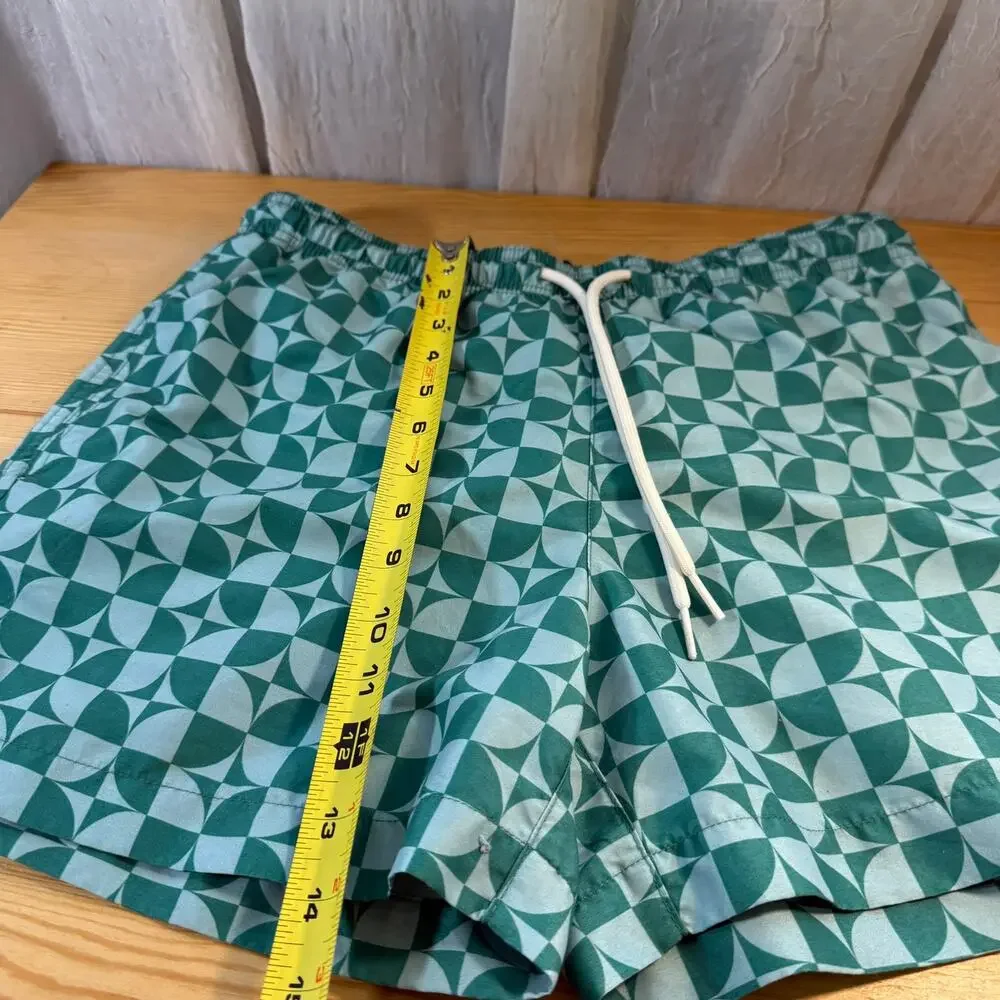 PacSun Green Geometric Swim Trunks Mens Small Volley Shorts